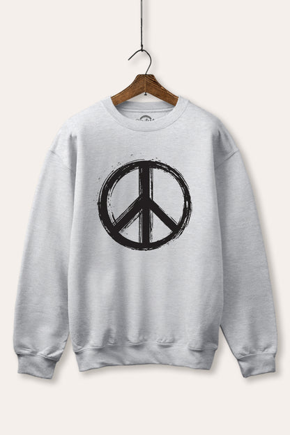 Peace Sign Graphic Fleece Sweatshirt