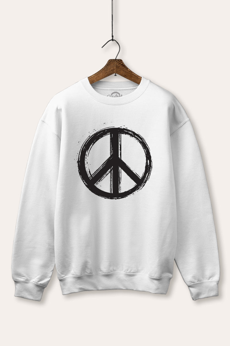 Peace Sign Graphic Fleece Sweatshirt