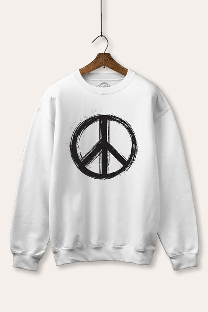 Peace Sign Graphic Fleece Sweatshirt