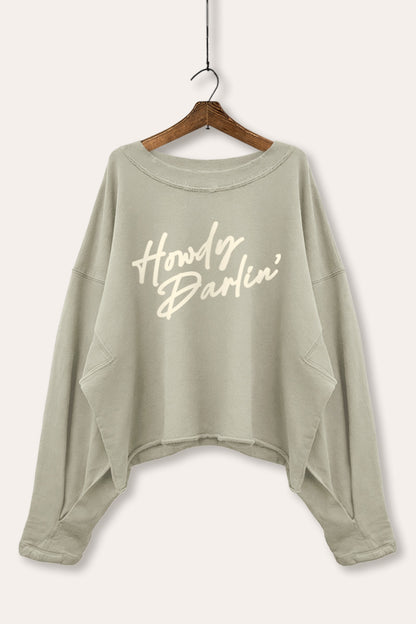 Howdy Darlin' Cursive Western Graphic Cropped Sweatshirt
