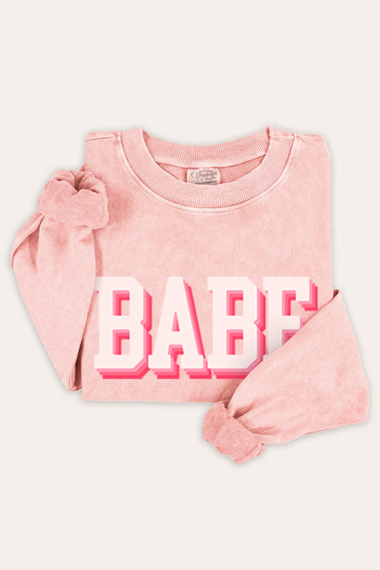 Babe Typography Mineral Wash Sweatshirt