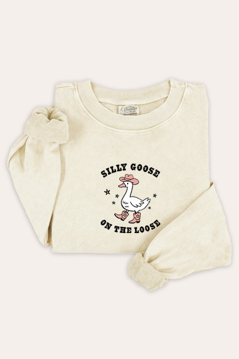 Silly Goose Western Graphic Mineral Wash Sweatshirt