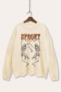 dancing skeletons mineral wash halloween graphic sweatshirt