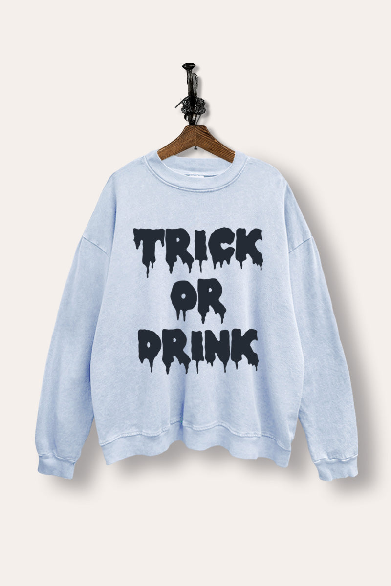 "trick or drink" mineral wash halloween graphic sweatshirt