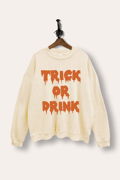 Trick Or Drink Spooky Graphic Mineral Wash Sweatshirt