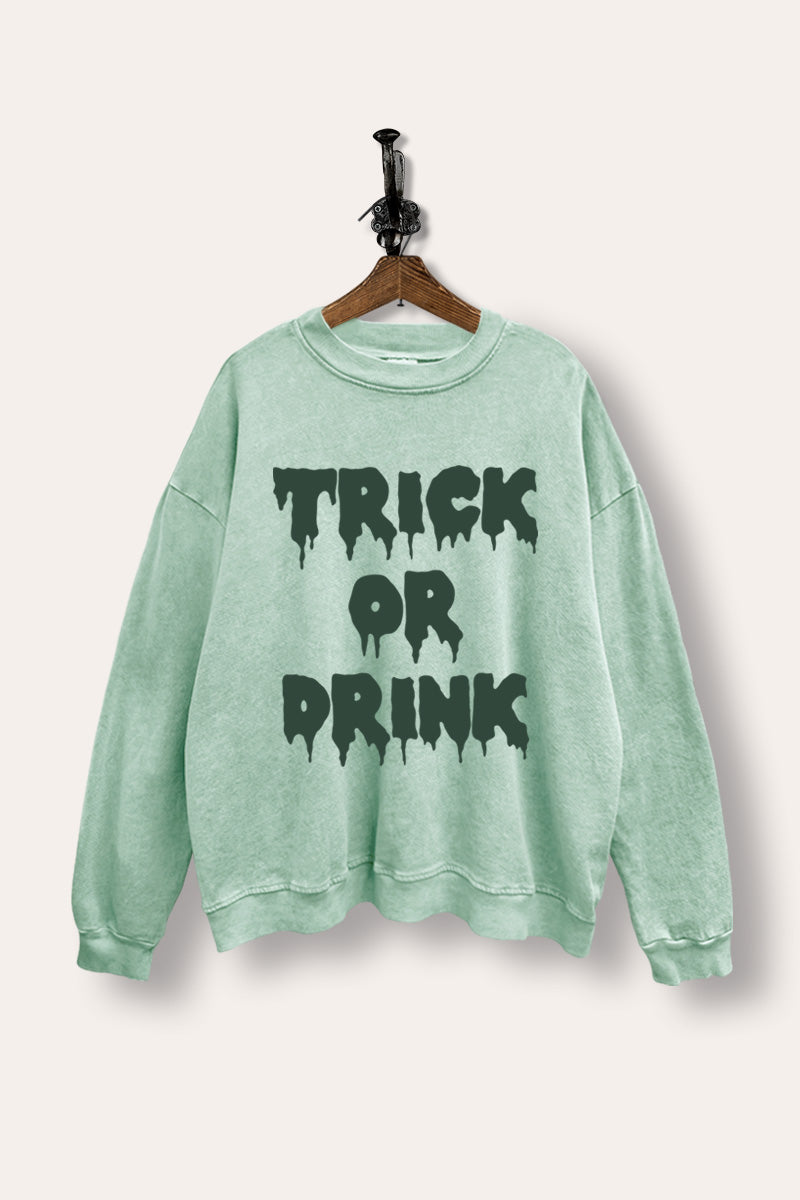 "trick or drink" mineral wash halloween graphic sweatshirt