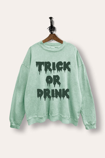 Trick Or Drink Spooky Graphic Mineral Wash Sweatshirt
