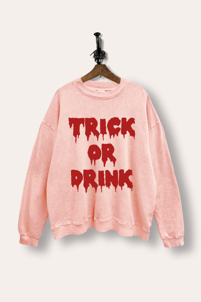 "trick or drink" mineral wash halloween graphic sweatshirt