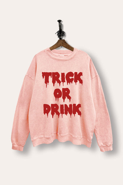Trick Or Drink Spooky Graphic Mineral Wash Sweatshirt