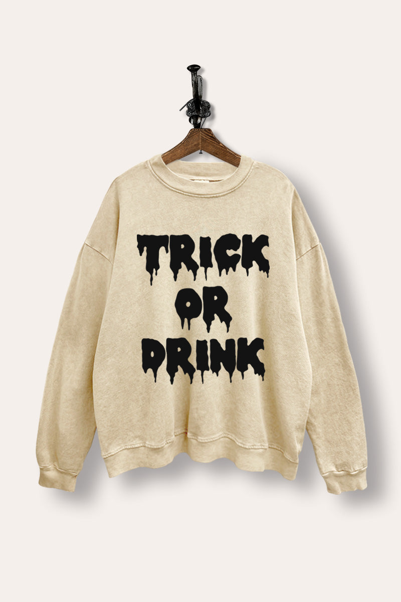 "trick or drink" mineral wash halloween graphic sweatshirt