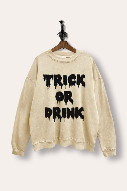 Trick Or Drink Spooky Graphic Mineral Wash Sweatshirt