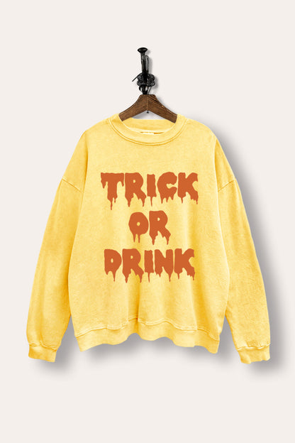 Trick Or Drink Spooky Graphic Mineral Wash Sweatshirt