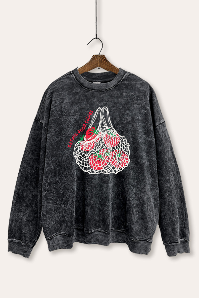 Gather Good Things Tomato Graphic Mineral Wash Sweatshirt