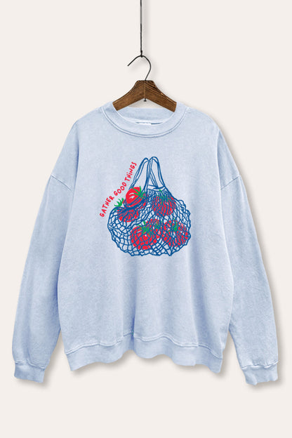 Gather Good Things Tomato Graphic Mineral Wash Sweatshirt