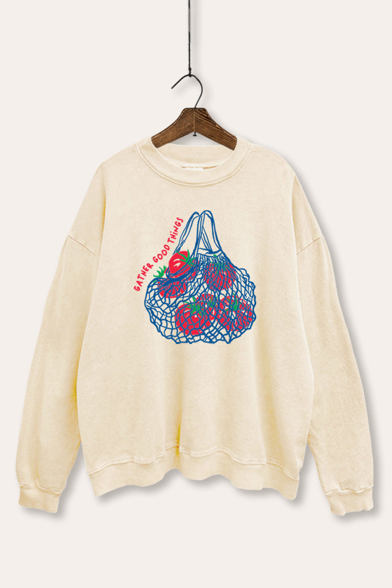 Gather Good Things Tomato Graphic Mineral Wash Sweatshirt