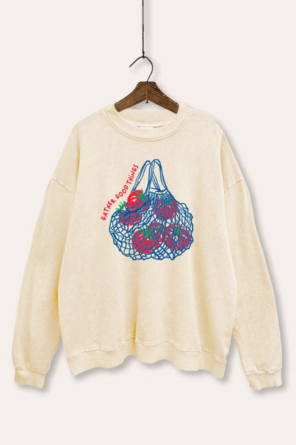 Gather Good Things Tomato Graphic Mineral Wash Sweatshirt