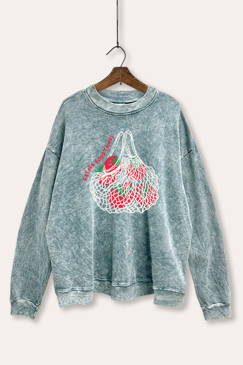 Gather Good Things Tomato Graphic Mineral Wash Sweatshirt