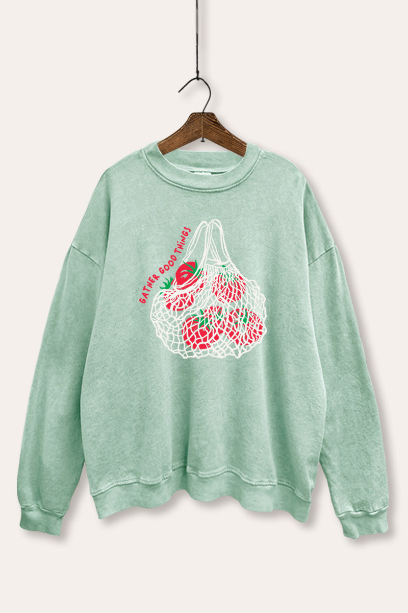 Gather Good Things Tomato Graphic Mineral Wash Sweatshirt