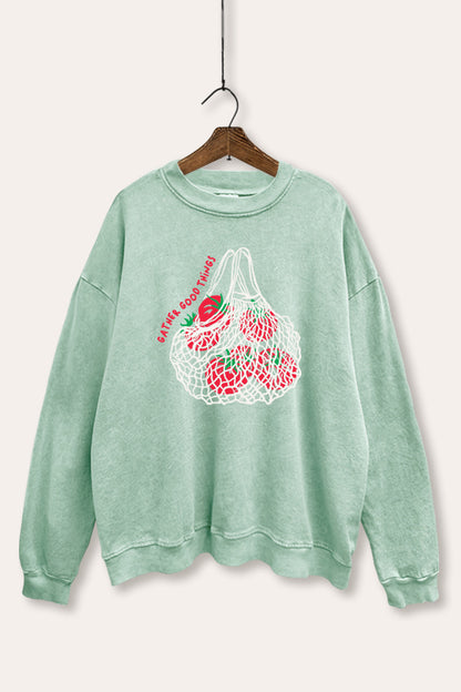 Gather Good Things Tomato Graphic Mineral Wash Sweatshirt