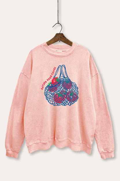 Gather Good Things Tomato Graphic Mineral Wash Sweatshirt