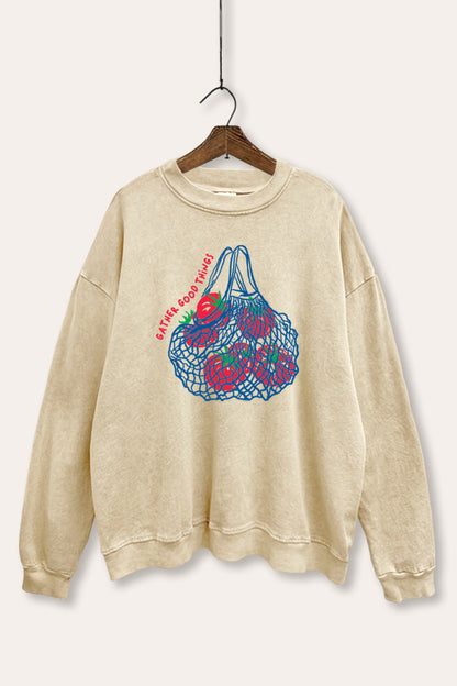 Gather Good Things Tomato Graphic Mineral Wash Sweatshirt