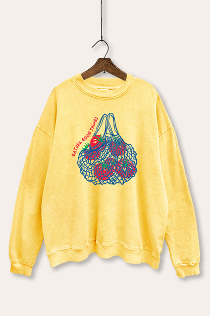 Gather Good Things Tomato Graphic Mineral Wash Sweatshirt