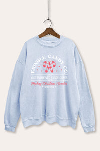 christmas candy cane mineral wash graphic sweatshirt