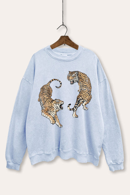 Fighting Tigers Graphic Mineral Wash Sweatshirt