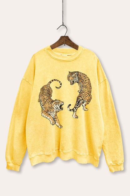 Fighting Tigers Graphic Mineral Wash Sweatshirt