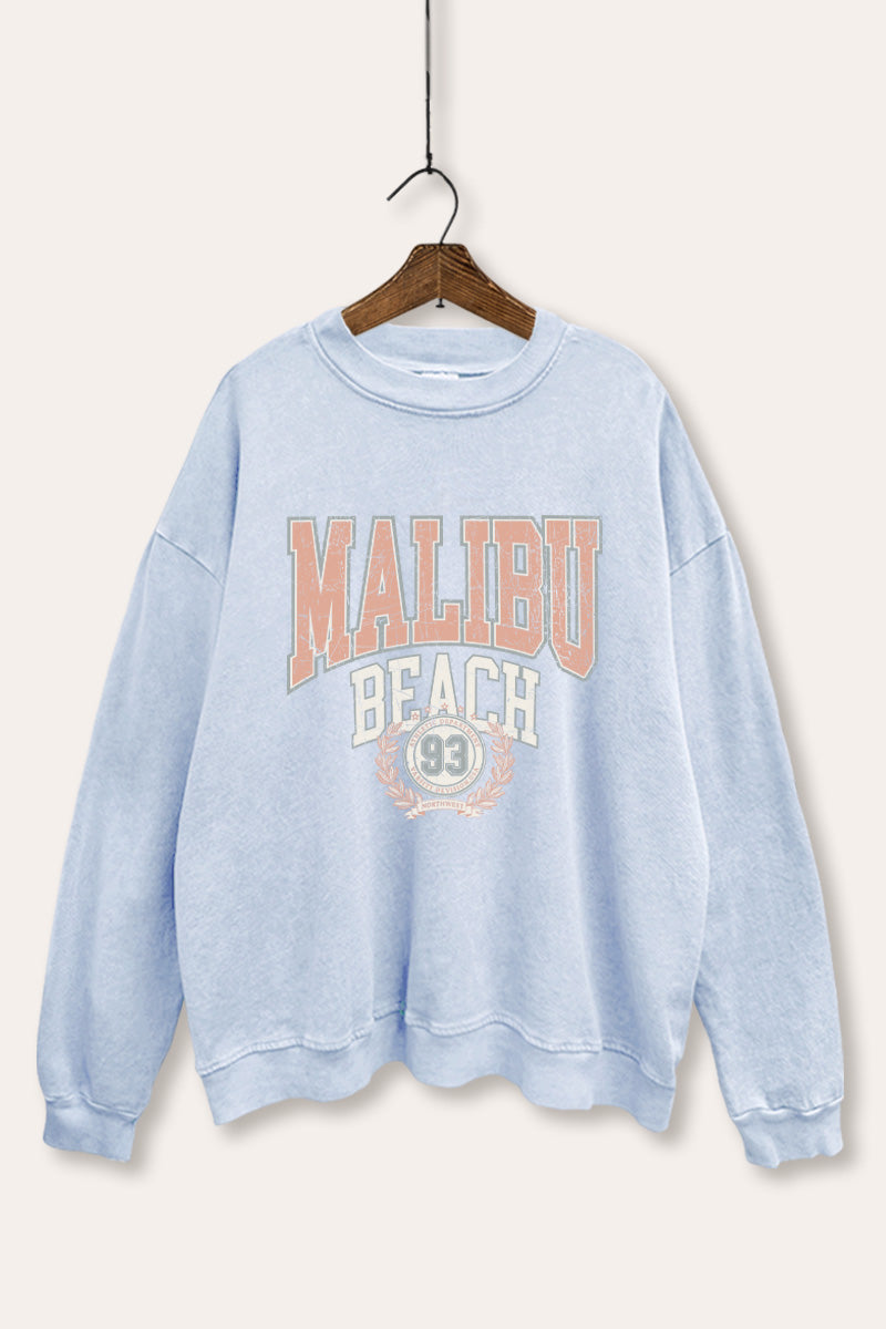 Malibu Beach Collegiate Graphic Mineral Wash Sweatshirt