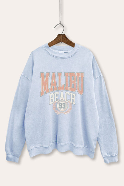 Malibu Beach Collegiate Graphic Mineral Wash Sweatshirt