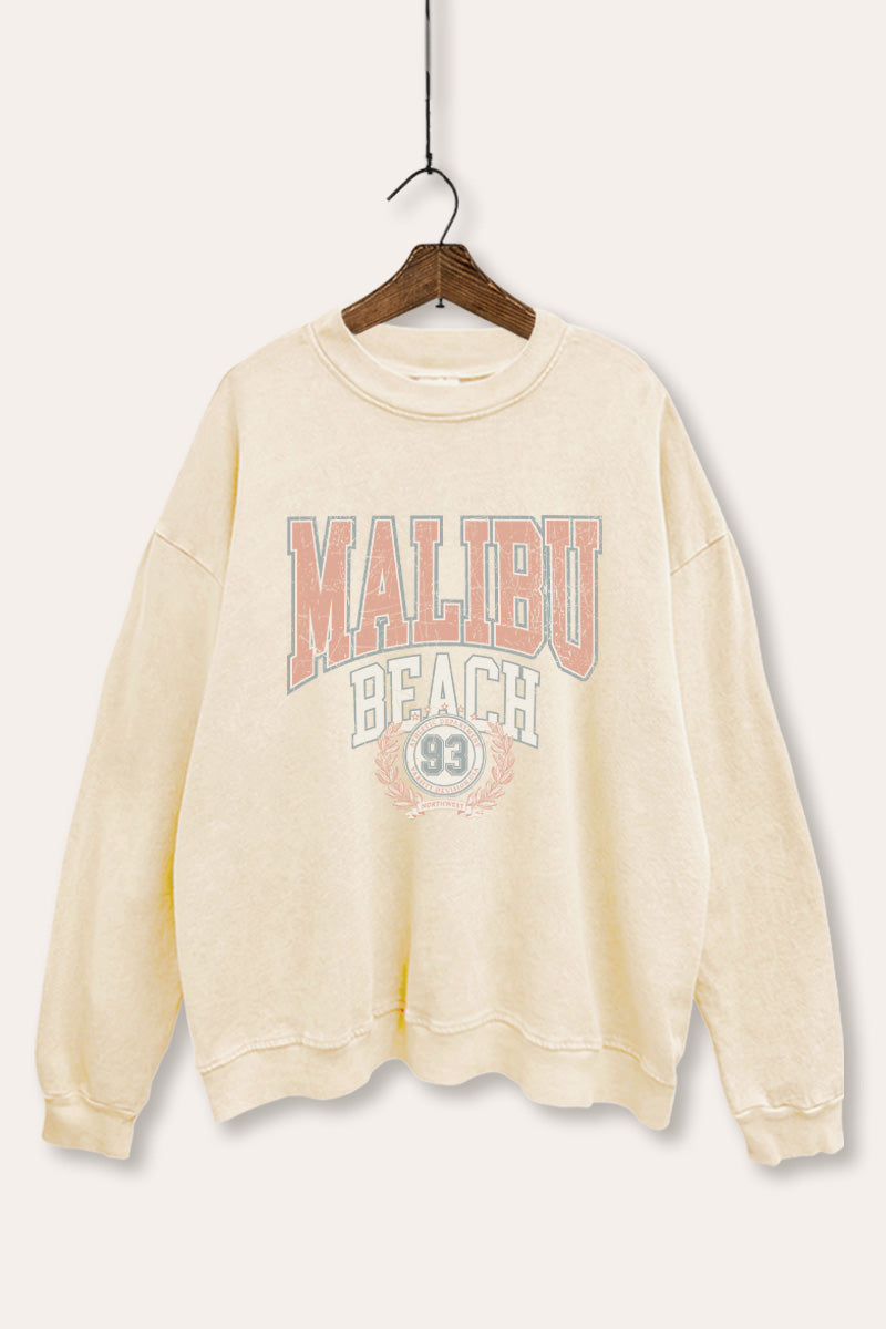 "malibu beach" mineral wash graphic sweatshirt