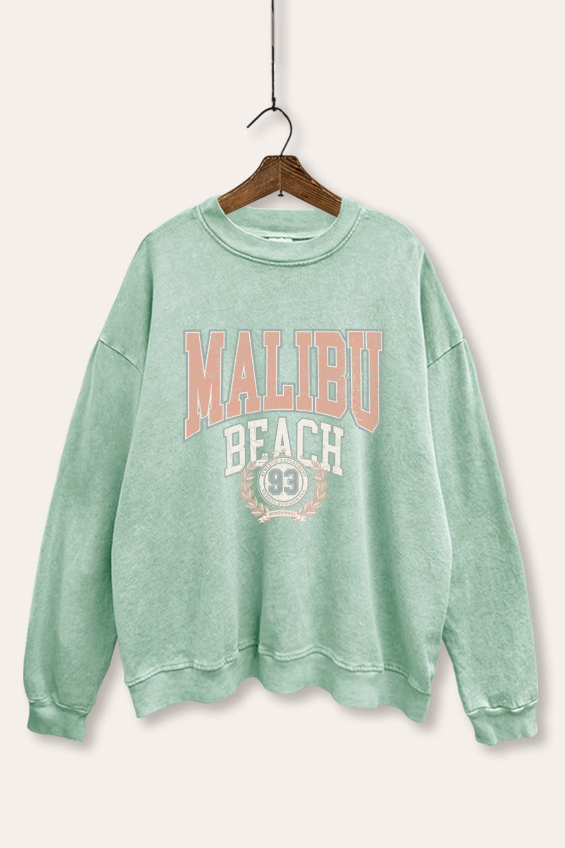 "malibu beach" mineral wash graphic sweatshirt