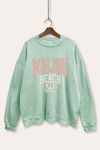 Malibu Beach Collegiate Graphic Mineral Wash Sweatshirt