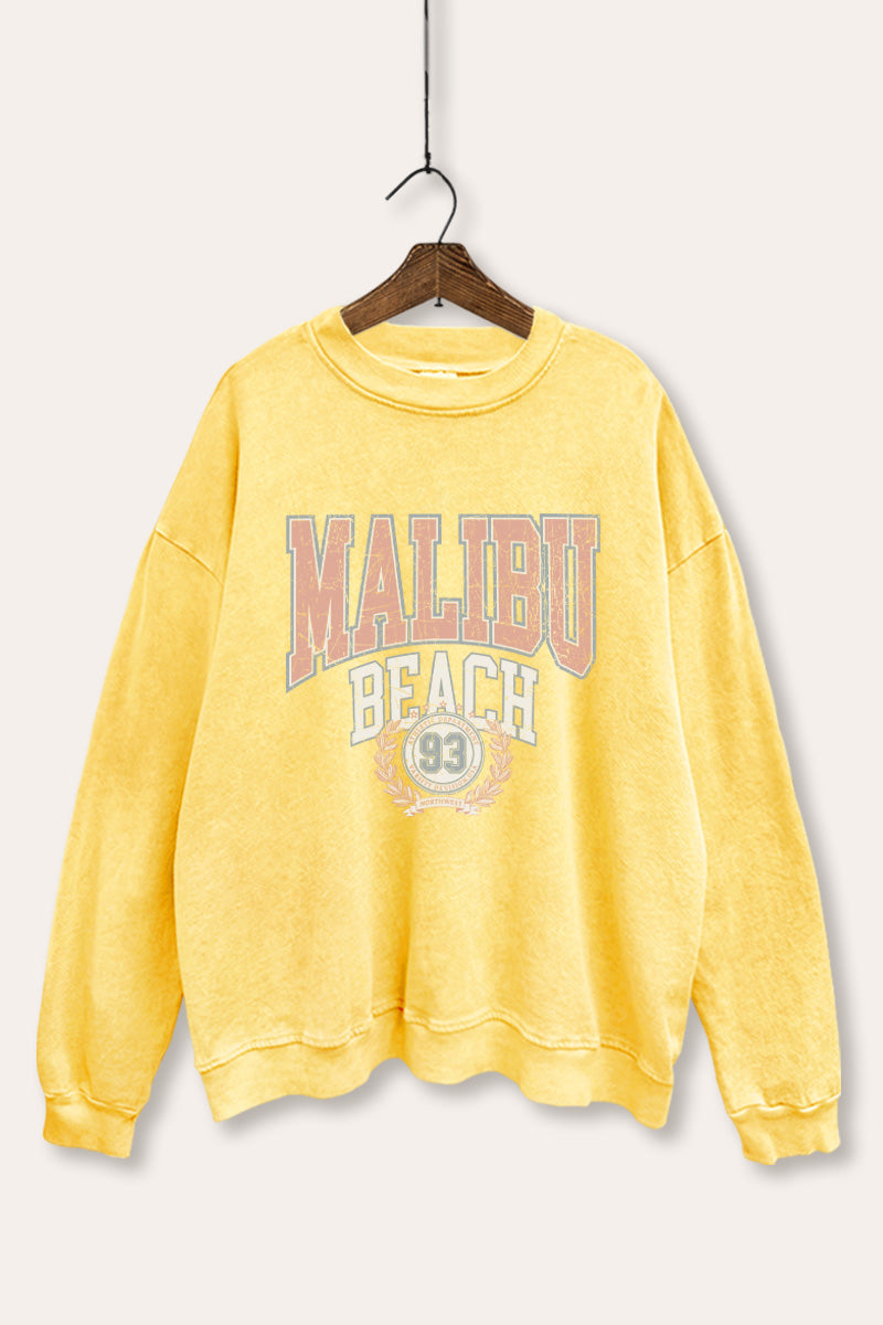 Malibu Beach Collegiate Graphic Mineral Wash Sweatshirt