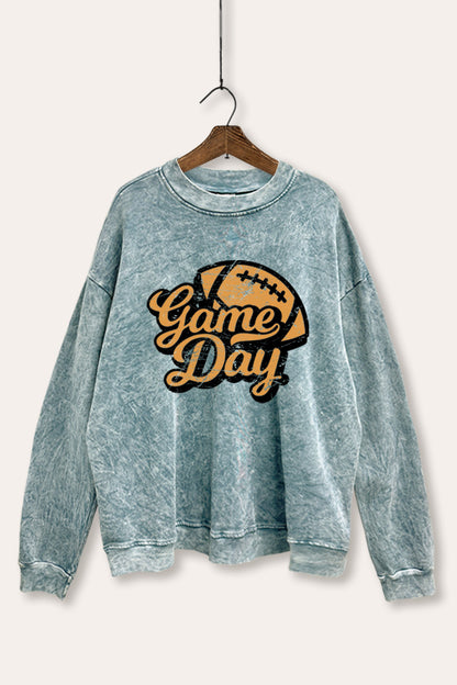 Game Day Football Sports Graphic Mineral Wash Sweatshirt