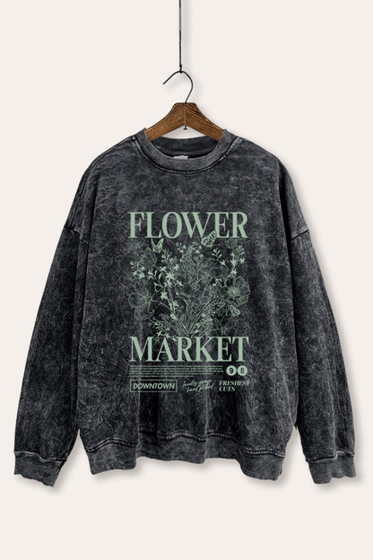 Flower Market Graphic Mineral Wash Sweatshirt