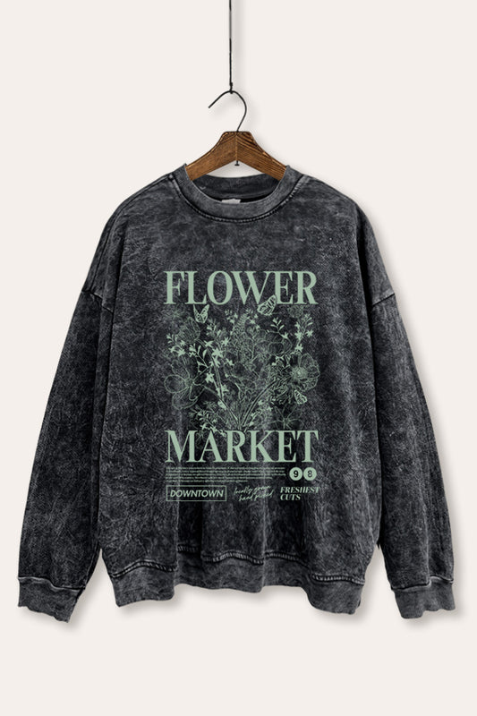 Flower Market Graphic Mineral Wash Sweatshirt