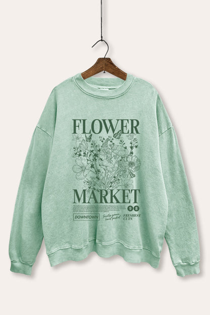 Flower Market Graphic Mineral Wash Sweatshirt