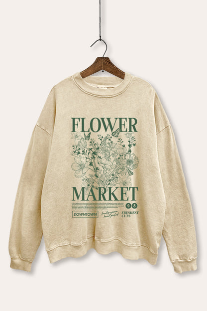Flower Market Graphic Mineral Wash Sweatshirt
