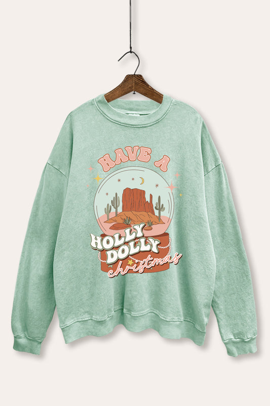 "holly dolly christmas" mineral wash sweatshirt
