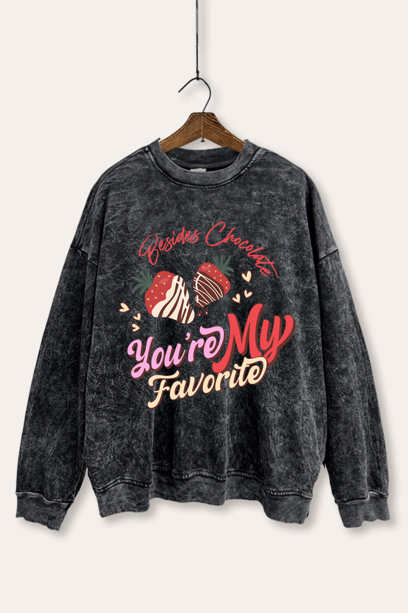 Favorite Besides Chocolate Graphic Mineral Wash Sweatshirt