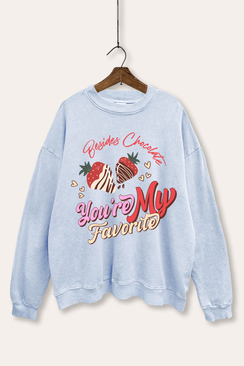 Favorite Besides Chocolate Graphic Mineral Wash Sweatshirt