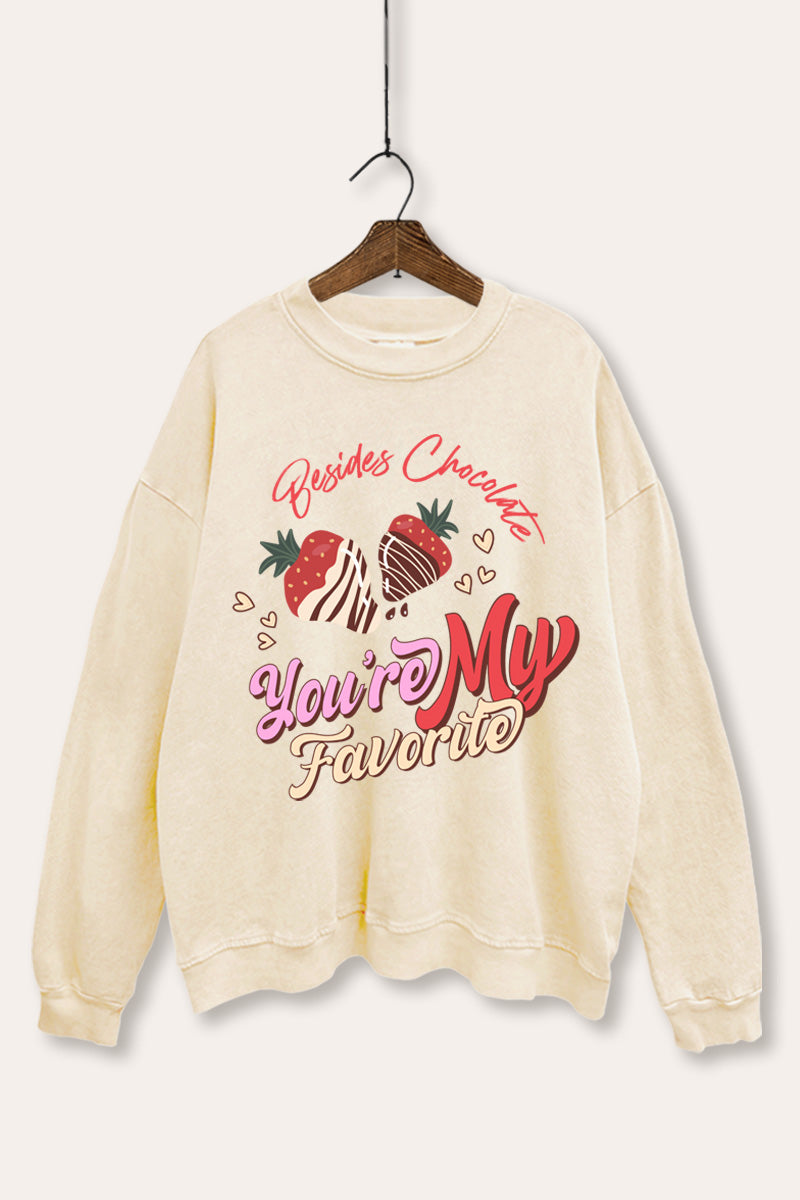 Favorite Besides Chocolate Graphic Mineral Wash Sweatshirt