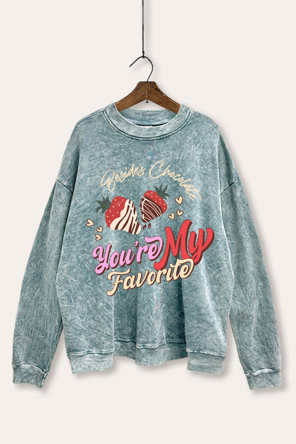 Favorite Besides Chocolate Graphic Mineral Wash Sweatshirt