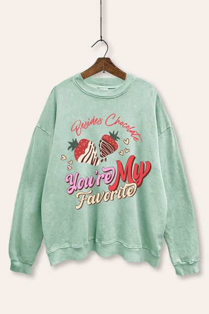 Favorite Besides Chocolate Graphic Mineral Wash Sweatshirt