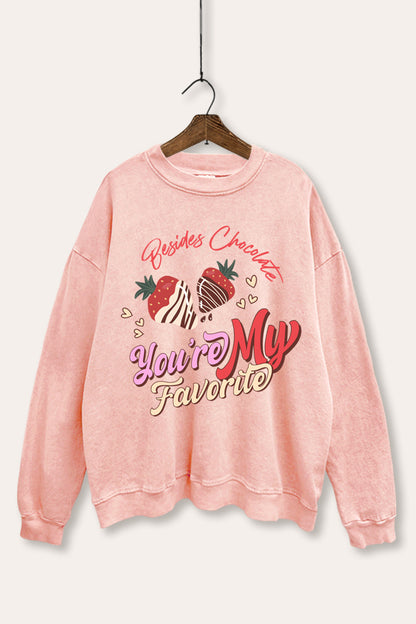 Favorite Besides Chocolate Graphic Mineral Wash Sweatshirt