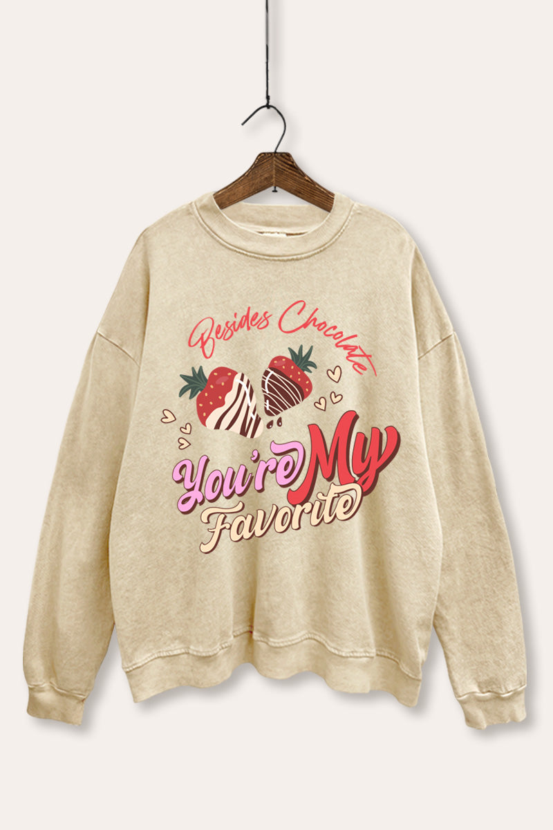 Favorite Besides Chocolate Graphic Mineral Wash Sweatshirt