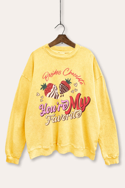 Favorite Besides Chocolate Graphic Mineral Wash Sweatshirt