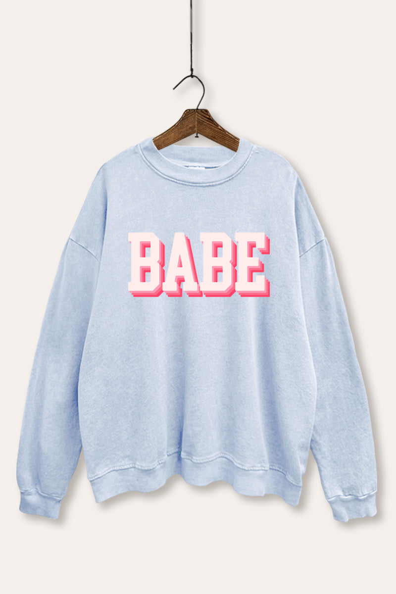 Babe Typography Mineral Wash Sweatshirt